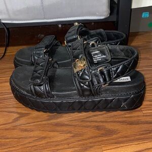BigMoma quilted Black Sandals size 9